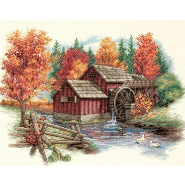 Gold Petite Quiet Night Counted Cross Stitch Kit 7"X5" 18 Count 088677089351